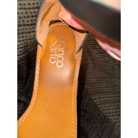 Franco Sarto Joni 2 Black Slingback platform Sandals Size 6.5 Cork Wedge - Picture 5 of 8